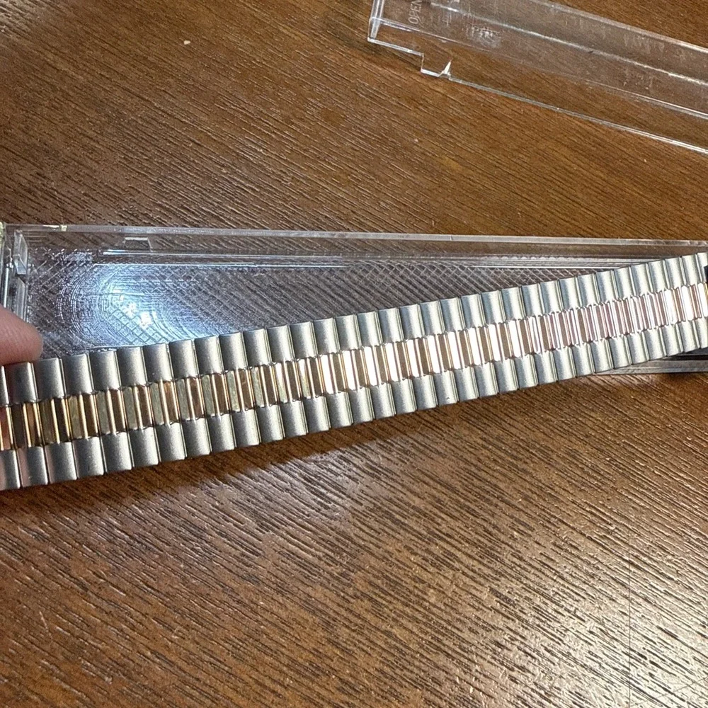 16-21mm Kreisler Gold Silver Tone Wide Dura Flex Stainless Mens Watch Band 705T